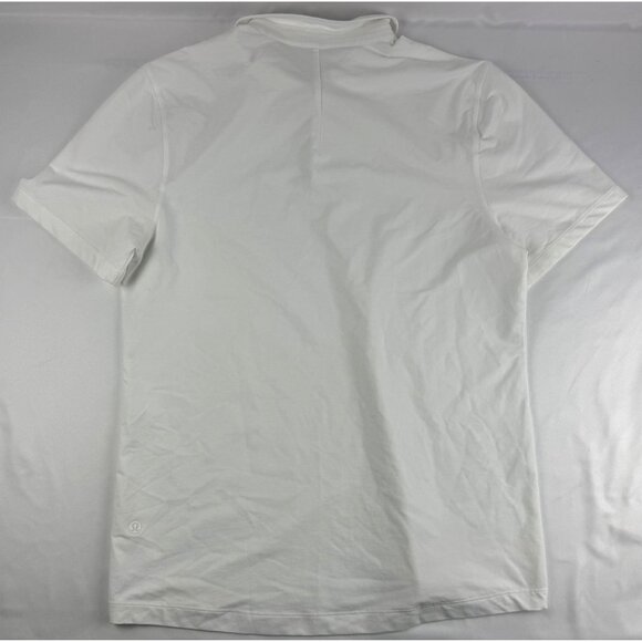 Lululemon Mens Polo Shirt White Heathered Poly Blend Medium Stretch - Picture 3 of 6